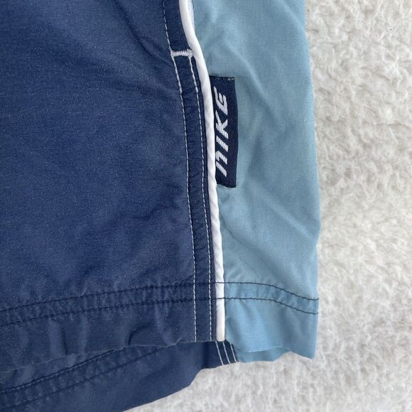 Nike Swim Trunks Shorts Mens Large Elastic Waistband Mesh Lined Zip Pocket Blue - Picture 6 of 12